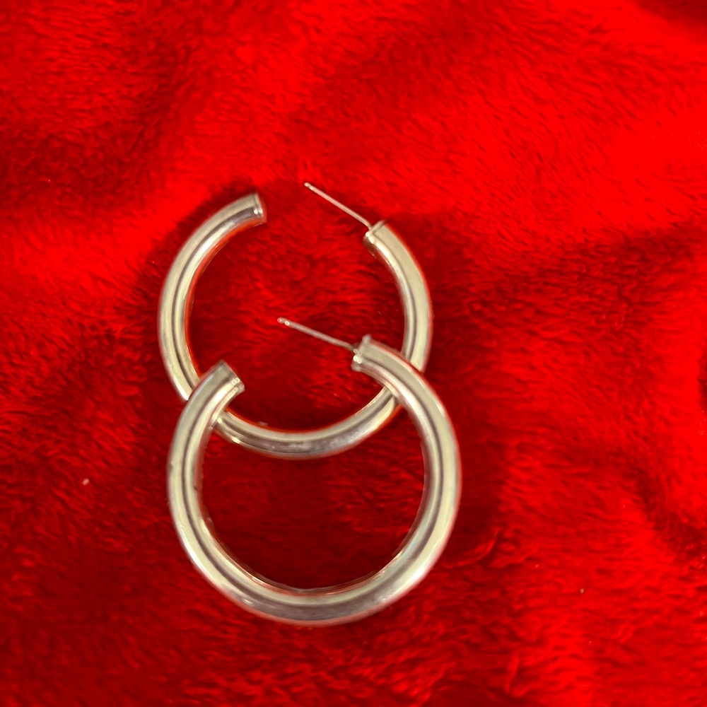 Sterling Silver 925 1” hollow Hoops